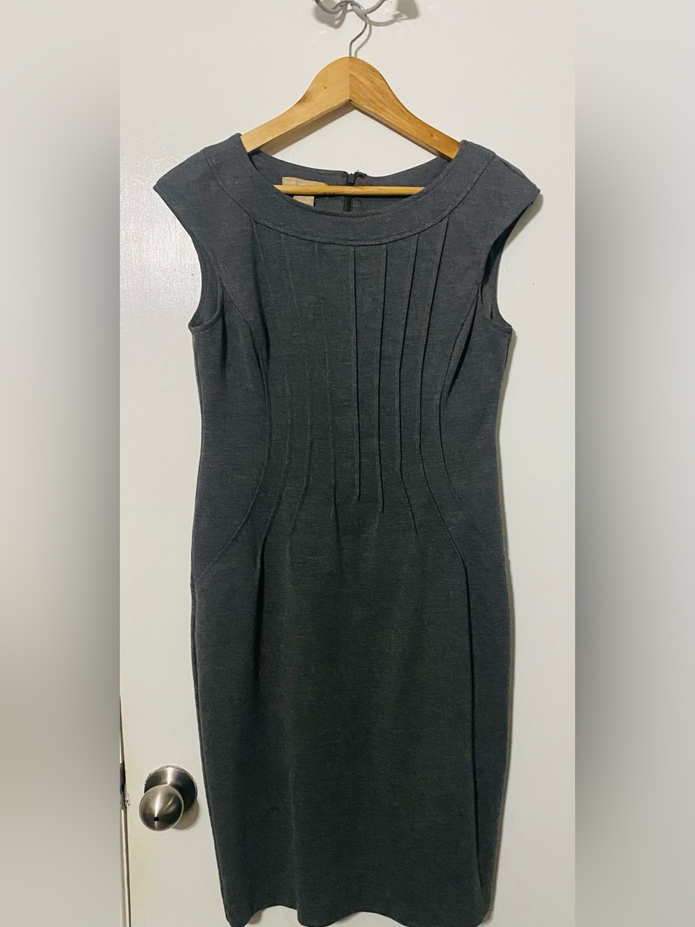 Classic Cap-Sleeve Sheath Dress in Charcoal